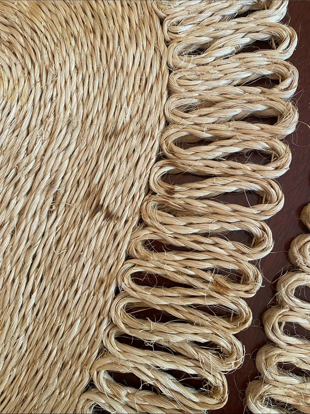 Vintage Fallani & Cohn Natural Woven Hemp Straw Oval Placemats- Set of 6